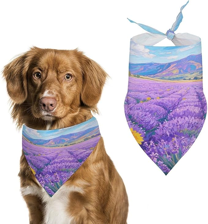 Dog Bandana Spring Pet Scarf Adjustable Triangle Plant Flowers Printing Dog Bib Washable Polyester Puppy Bandana for Small Medium Large Dogs Cat Birthday Party Supplies
