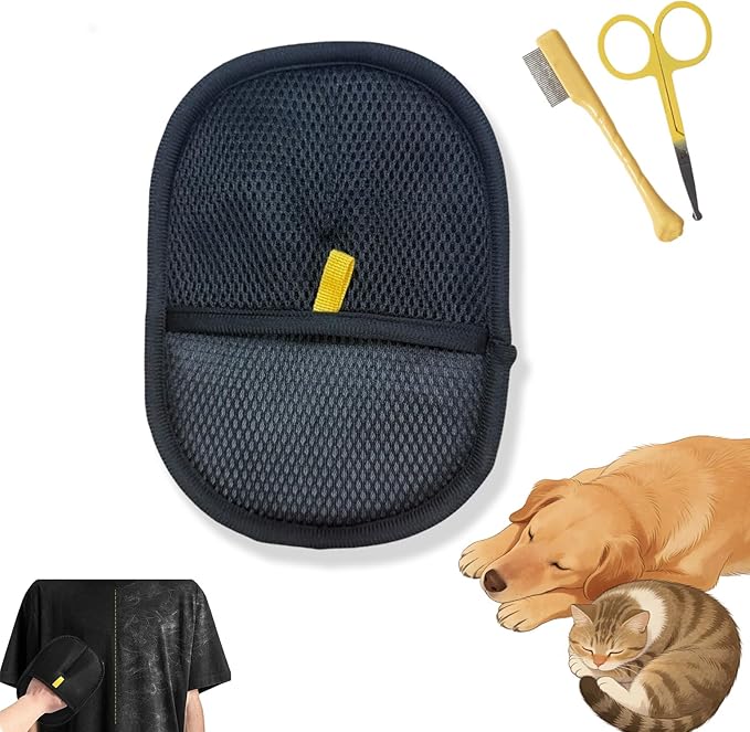Pet Hair Removal Gloves, Pet Hair Remover Electrostatic Gloves, Reusable Static Grooming Mitt for Dogs & Cats On Couch, Carpet, Car Seats (1Pc-B)