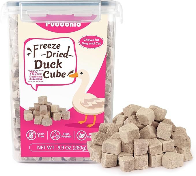 Freeze Dried Dog & Cat Treats – Single Ingredient Duck Breast, High Protein Training Treats & Food Topper, 9.9 oz