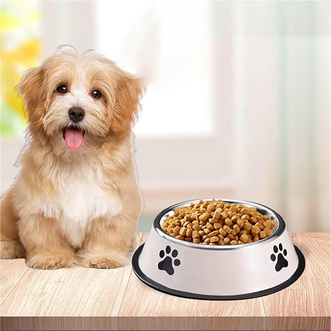 Stainless Steel Large Capacity pet Bowl Dog Food Bowl Multiple Specifications Anti-Fall Food Bowl Food Bowl Feeding pet Supplies(Gery-2pcs,Large)