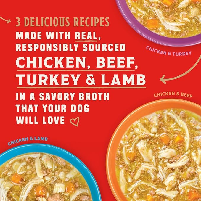 Stella & Chewy's Wild Red Wet Dog Food - Large Variety Pack 3 Flavors - High Protein Grain-Free Stews with 96% Animal Protein - Perfect for Picky Eaters, 10 oz, Pack of 18