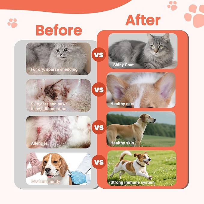 Yeast Infection Treatment for Dogs & Cats-Natural Fast Relief Drop for Itchy Skin, Ears & Paws Redness -Supports Allergy, Inflammation & Immune Health -2 fl oz Salmon Flavor
