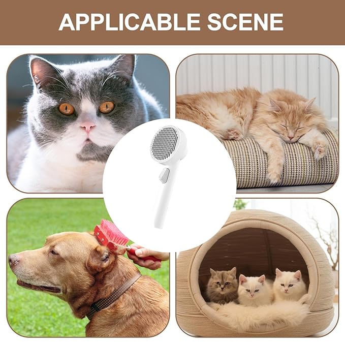 Brosse Feline, Cat Grooming Brosse Poils Animaux, Brosse Vapeur Chat, Cat Brush for Shedding, Cleaning Slicker Brush, Dog Brush, Pet Brush for Cats, Pet Supplies Accessories (A)