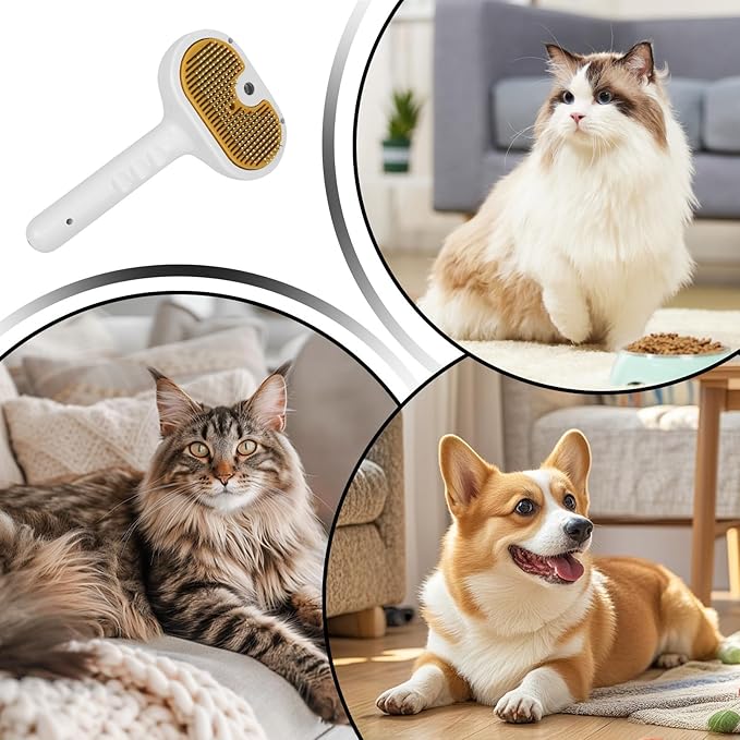 Pet Steam Brush for Cat,Self-Cleaning Cat Grooming Shedding Comb - Detangling Steam Brush - for Indoor Bath Shower Home Travel Pet Puppy Kitten