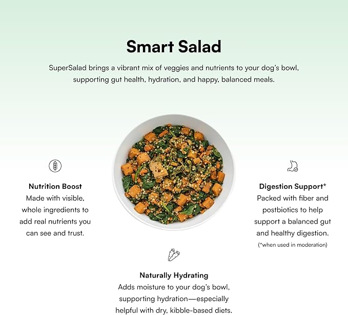 Pawco SuperSalad for Dogs – Supports Hydration, Digestion & Overall Health – Veggie-Packed Meal Topper with Whole Vegetables, Flaxseed, Omega-3 & Postbiotics – Pack of 10 x 7oz