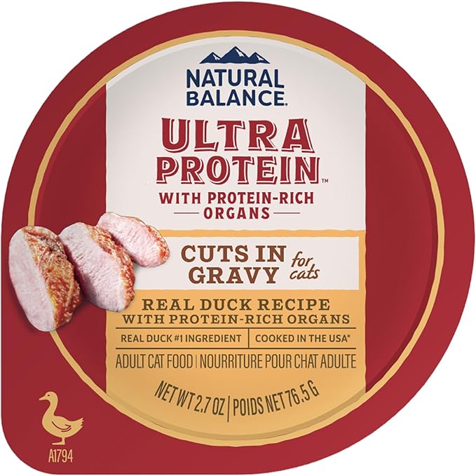 Natural Balance Ultra Protein Wet Cat Food Cuts in Gravy, Real Duck Recipe with Protein-Rich Organs for Cats - 2.7oz. (Pack of 10)