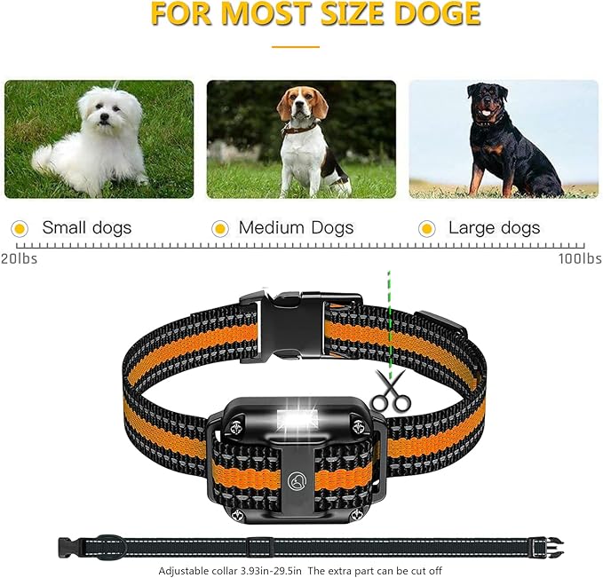 Dog Training Collar for 2 Dogs, 3300ft Remote Dog Shock Collar with Night LED Light, IPX7 Waterproof Rechargeable E-Collar, 4 Modes (Beep, Vibration, Shock) for Small Medium Large Dogs