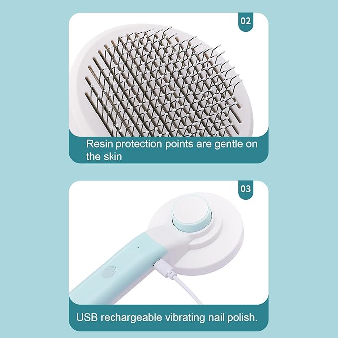 Cat Brush for Shedding,Automatic Rechargeable Massage Comb - Cat Brush Dog Grooming Supplies - for Long Short Hair Undercoat Removal Cleaning Bathing Dematting Indoor Home