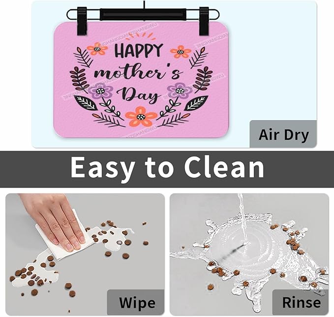 Pet Feeding Mat Happy Mother's Day Floral Gift Mom E Absorbent Pet Placemat for Food Water Bowl with Waterproof Rubber Backing 18X12In Quick Dry Water Dispenser Mat Dog Cat