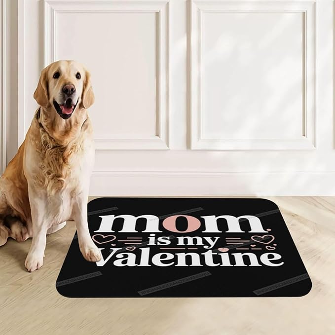 Dog Food Mat for Floors Absorbent Quick Drying Happy Mother's Day Floral Gift for Mom Ie Pet Cat Food Mat Easy-to-Clean Pet Feeding Mats Dog Bowl Mats 24x16In
