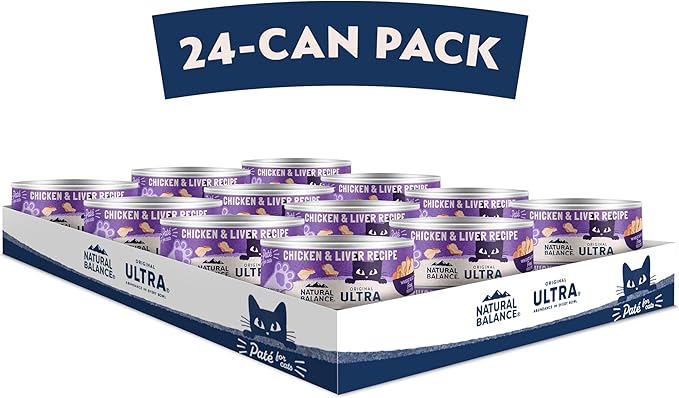 Natural Balance Original Ultra Adult Wet Canned Cat Food, Chicken & Liver Recipe 5.5 Ounce (Pack of 24)