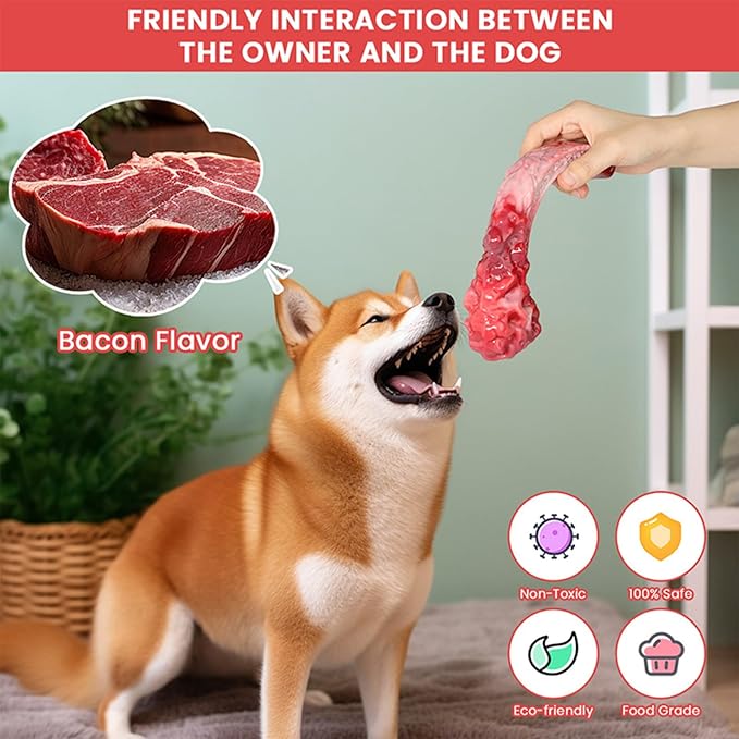 YFL Dog Chew Toys for Aggressive Chewers Large Breed - Indestructible Dog Toys for Large Dogs, Tough Nylon Dog Bone for Medium Dogs, Durable Steak Shape Puppy Teething Toys for Boredom