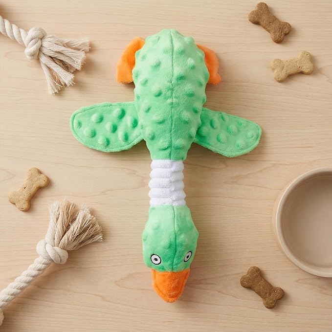 Goose Dog Toy Soft Stuffed Animal Plush Dog Puppy Chew Toys to Keep Them Busy Pet Supplies for Chewers Small Medium and Large Breeds (Green)
