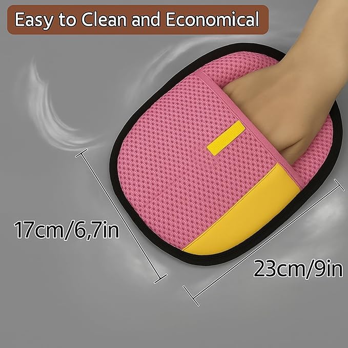 2pcs Set Pet Hair Remover Glove, Grooming Gloves for Dogs and Cats,Reusable Cat & Dog Hair Remover for Couch Furniture+Free Comb (Pink)