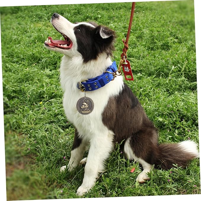 Milisten 4pcs Vintage Alloy Dog Id Tags Retro Pet Hanging Labels for German Shepherd Dog Collar Charms Sturdy Metal Tags for Pet Supplies