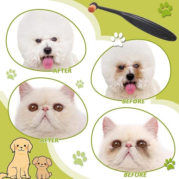 Dog Cat Eye Powder Brush, 4 Pack Tear Stain Remover Brushes Washable Fiber Dog Eye Grooming Soft Bristles Dog Eye Cleaning Brush Pets Grooming Comb for Small Pet Cat Dogs Removing Crust Mucus