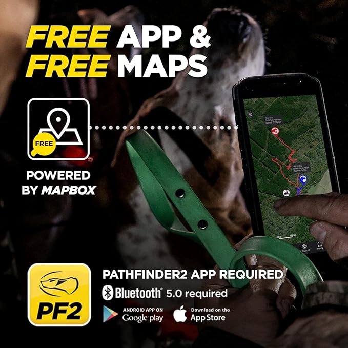 Dogtra 2 Dog Pathfinder 2 GPS Dog Tracker e Collar with PATHFINDER2 Green Add on Receiver LED Light No Monthly fees Free App Waterproof Smartwatch Control Long Range Multiple Dogs Smartphone Required