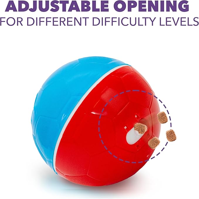 amicus - Crazy Ball Treat Dispenser - Pets Treat Ball - Interactive Treat Dispensing PetsToy - Pets Enrichment Toys - Pets Toys to Keep Them Busy - Slow Feeder - 300g/10.5 oz - Red/Blue