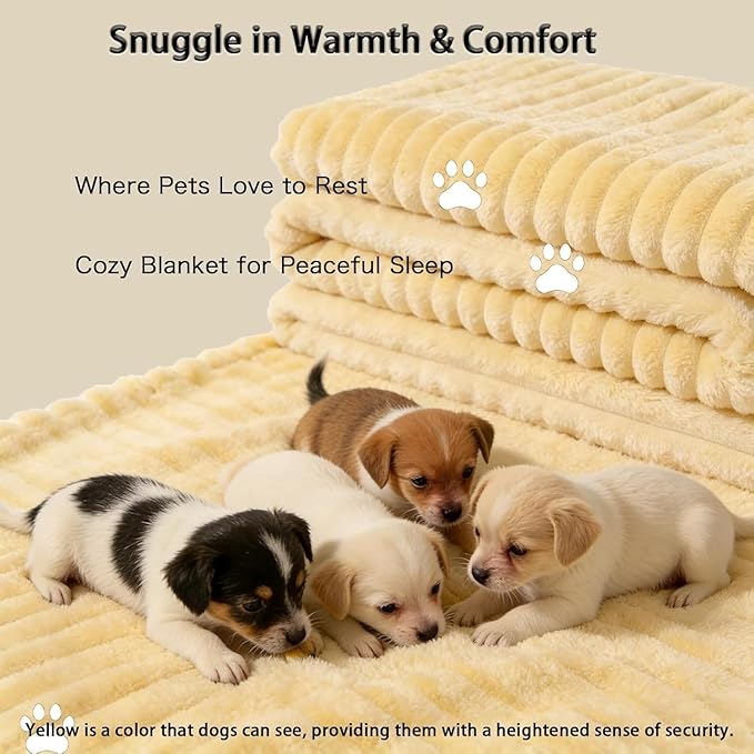Emotional Support Dog Blanket, Soft Plush Security Blanket for Dogs & Cats, Calming Comfort Throw for Couch Bed Kennel Crate, Machine Washable Pet Supplies(Yellow,27.56 * 39.37")