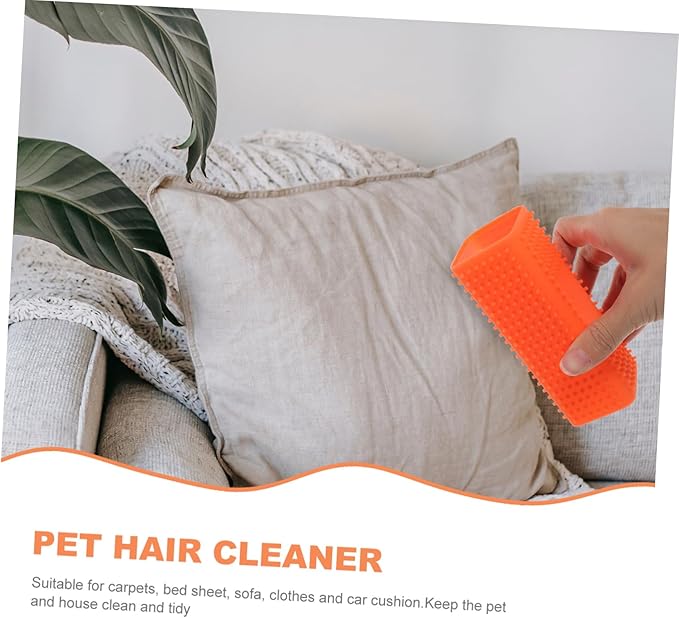 Silicone Pet Hair Remover Brush for Dogs and Cats Lint Cleaner for Carpets Sofas Clothes Cars Easy to Use Non-slip Grip Orange Color