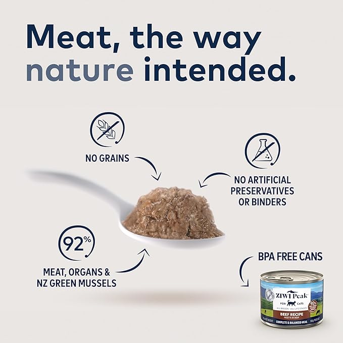 ZIWI Peak Wet Cat Food – All Natural, High Protein, Grain Free, Limited Ingredient, with Superfoods (Beef, Case of 6, 3oz Cans)