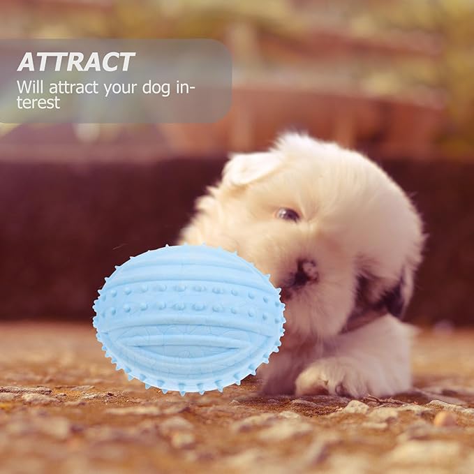 Amosfun Small Dog Squeaky Rubber Ball Chew Interactive Blue Ball for Puppies Pet Supplies