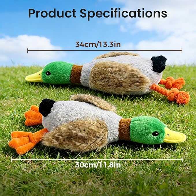 Dog Toys for Aggressive Chewers, 2026 Upgraded Duck Dog Toys Large Dogs Indestructible, Vocal Toys with Built-in Squeaker for Boredom Relief, Cute Yellow Duckling Plush for Playtime (Grey)