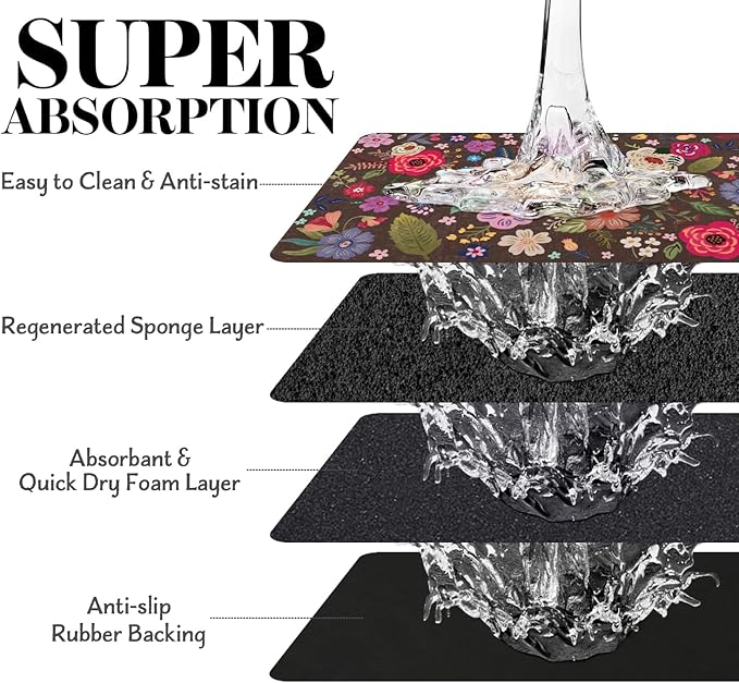 Dog Food Mats for Floors, Absorbent Dog Bowl Mat for Food and Water Dispenser, Quick Dry Cat Food Mat Pet Supplies