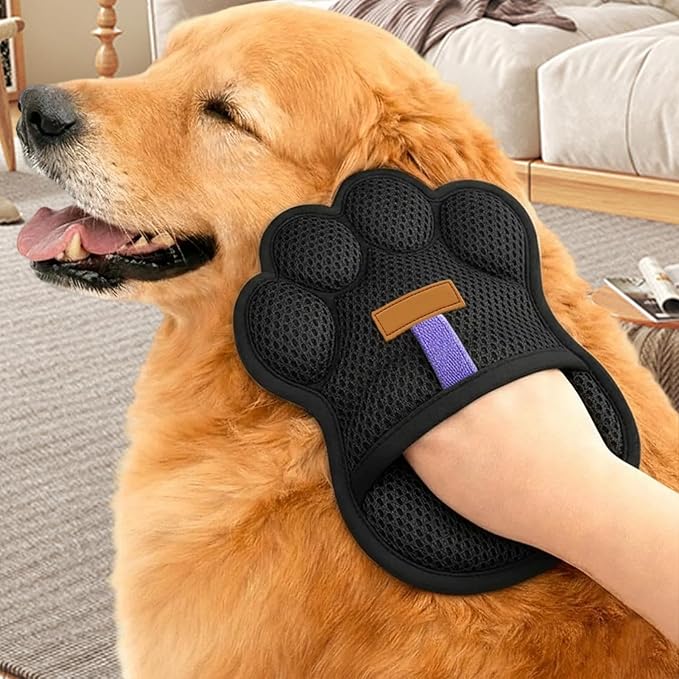 Pet Hair Removal Glove, Reusable Washable Scrubber, Static Hair Removal Mitt for Cats and Dogs, Soft Rubber Massage Bristles, Grooming Tool for Long and Short Coats, Versatile Glove for Carpets