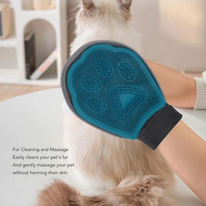 Pet Hair Remover Glove, Pet Grooming Gloves, Reusable Double Sided Cat Brushes Gloves, Efficient Silicone Dog Bathing Gloves, Deshedding Massage kit for Cats Dogs