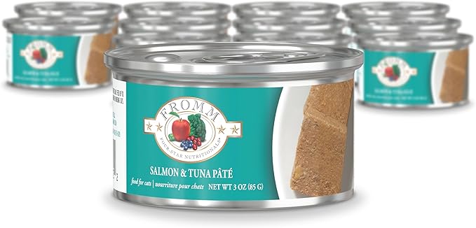Fromm Four-Star Nutritionals Salmon & Tuna Pate Cat Food - Premium Wet Cat Food - Salmon Recipe - Case of (12) 3 oz Cans