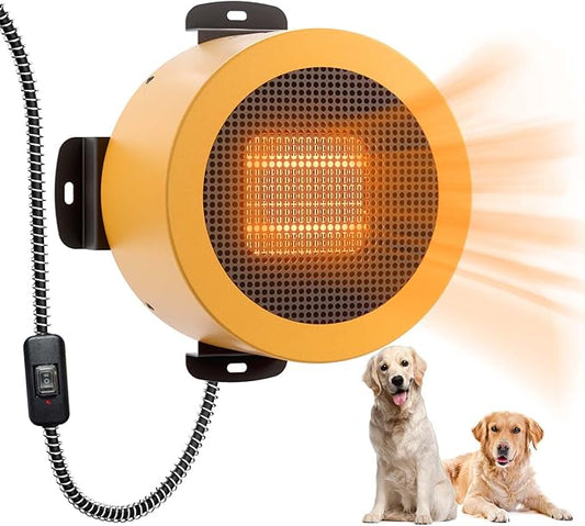 TURBRO Neighborhood Dog House Heater 400W, Wall Mount, 10ft Anti Bite Cord, Waterproof Control, Overheat Protection, Electric Warmer for Hound Kennel Cat Cage Chicken Coop Rabbit Hutch, UL Test Passed