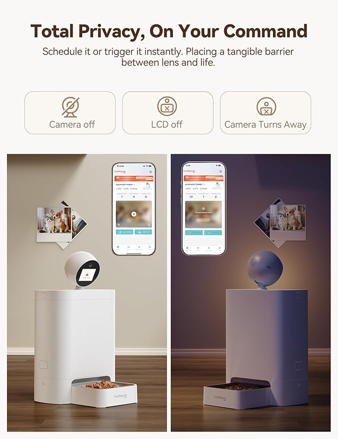 Automatic Cat Feeder with Camera 360° AI-Powered, 2K HD Video with Night Vision & 2-Way Audio, 2.4G/5G Wi-Fi Smart APP Control, Low Food Alert, 5.5L Timed Pet Feeder for Cats/Dogs