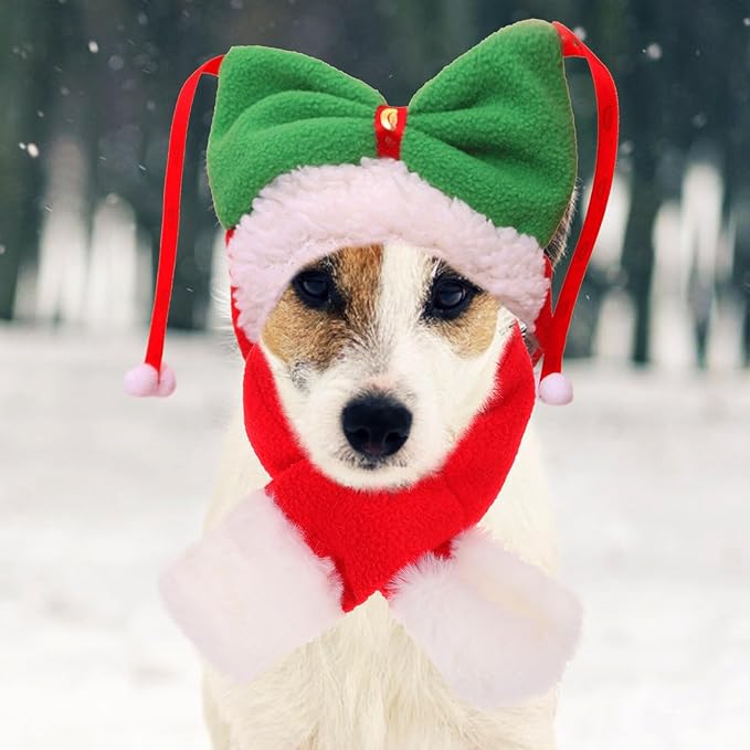 Pet Birthday Hat Set for Dogs and Puppies, Cotton Warm Headband with Scarf, Decorative Pet Headdress for Photo Shoots and Party Supplies