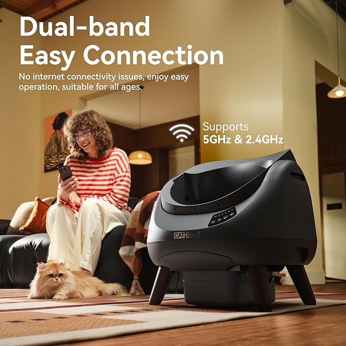 CATLINK Open-X Automatic Litter Box 5G & 2.4G WiFi, Self Cleaning Cat Litter Box for Single-Cat Household, Health Monitor, AI Waste Analysis, Safety Sensors, APP, Odor Free - Grey, X-Large (1 Cat)