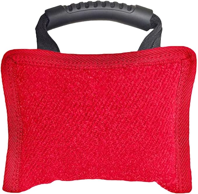 Baoblaze Dog Bite Pillow Tough Tug Toy Practical Portable Outdoor Pet Supplies for Small and Medium Sized Dogs Biting Pad with Handle, Red