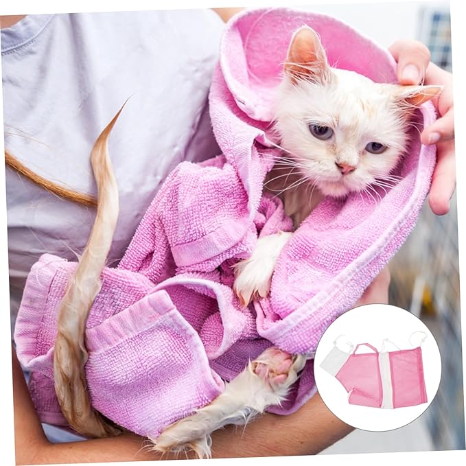balacoo Cat Washing Mesh Bag Adjustable Cat Grooming Bathing Pouch for Easy Pet Bathing Lightweight Portable Design for Convenient Travel