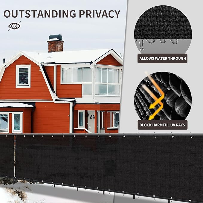 LOVE STORY Custom Size 3'x35' Black Balcony Privacy Screen,UV Block Privacy Fence Screen,90% Shield for Outdoor Pool Garden Apartment Railing