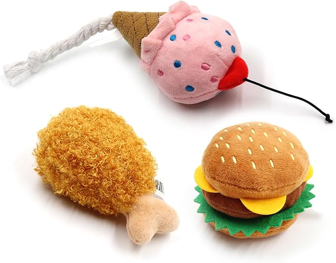 Peiiwdc Stuffed Simulation Food Shape Dogs Squeaky Toy Soft Massage Supplies Pet Simulation Food Molar Pet Supplies Chew for Aggressive Chewers Large Breeds Indestructible for Small Stuffed