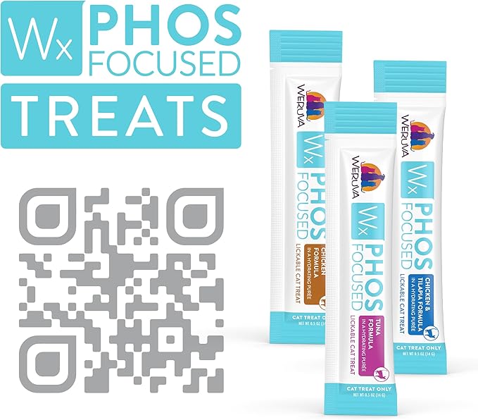 Weruva Wx Phos Focused, Chicken and Tilapia Formula Lickable Cat Treats, 0.5oz Tube, Pack of 50