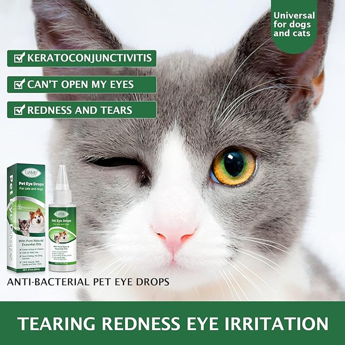 Eye Drops for Dogs, 2PCS Cats and Dogs Eye Drops, Dog Eye Infection Treatment Relieve Eyes Itching & Irritation, Pink Eye & Allergies Symptoms Safe & Gentle Formula
