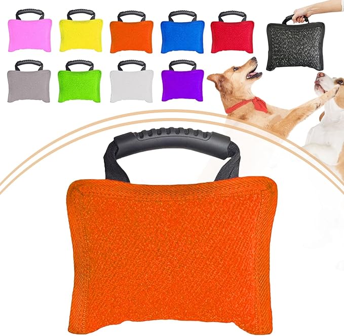 Baoblaze Dog Bite Pillow Tough Tug Toy Practical Portable Outdoor Pet Supplies for Small and Medium Sized Dogs Biting Pad with Handle, Orange