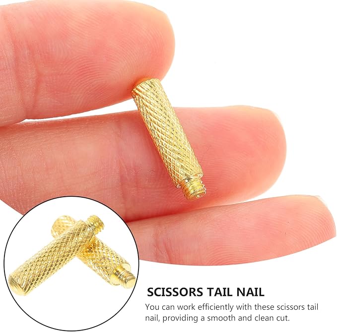 Beaupretty 4pcs Pet Hair Scissors Tail Nails Decorative Scissor Parts with Finger Rest for Grooming Clippers Accessories, Gold 2.5mm Straight Handle, Professional Pet Hairdressing Tools