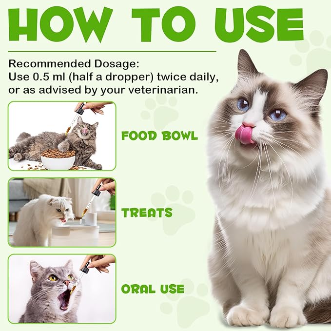 Probiotics for Cats, Cat Probiotic with Prebiotic and Enzymes, 3 in 1 Cat Probiotic Drops, Cats Probiotics Supplement Help Digestive Support Gut Health