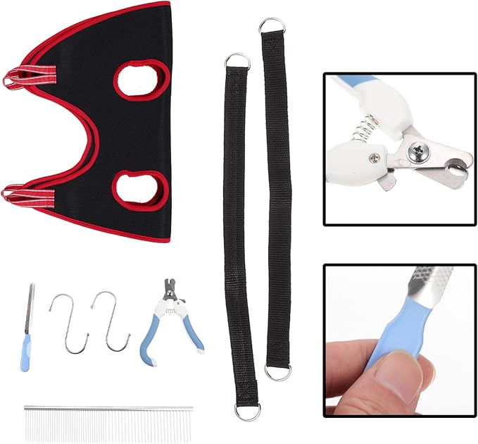 GALPADA 1set Pet Grooming Tools Ergonomic Cat Dog Nail Clipper Grooming Hammock for Easy Trimming Includes Pet Comb Convenient for Nail Care and Cleaning