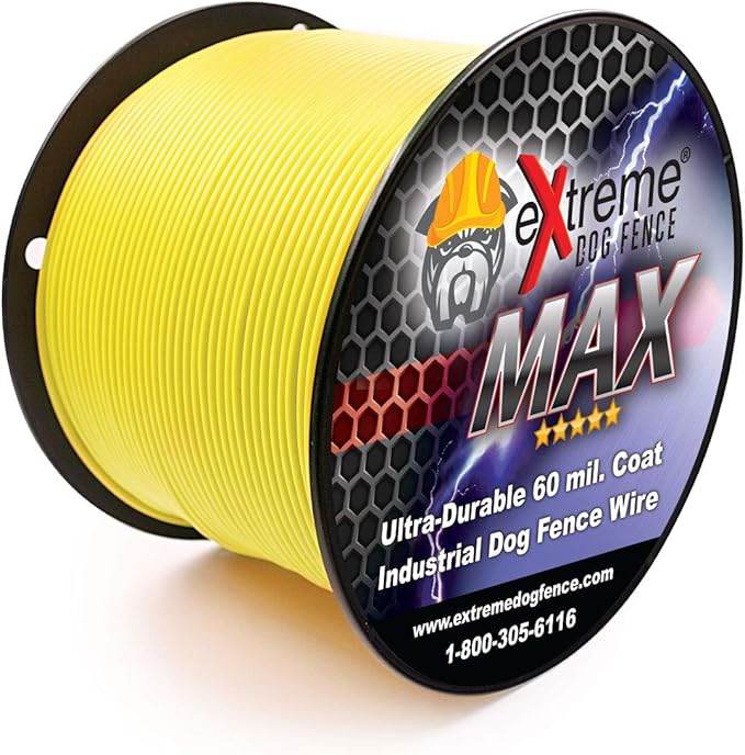 Yellow Maximum Performance Dog Fence Wire - 1500 Ft. 14 Gauge Wire with Ultra Thick 60 Mil Polyethylene Protective Jacket - Designed for Max Life Reliability and Low Signal Loss - Universal Compatible