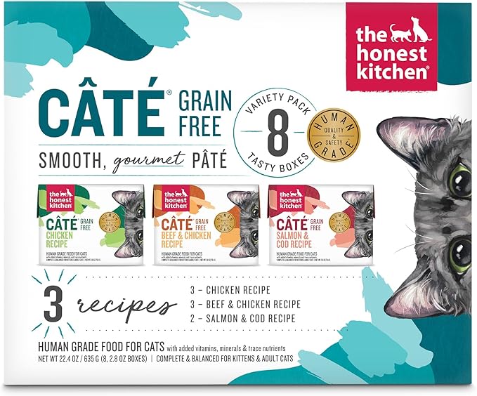 The Honest Kitchen Human Grade Câté™ Grain Free Wet Cat Food Pâté Variety Pack - 2.8 oz (Pack of 8)