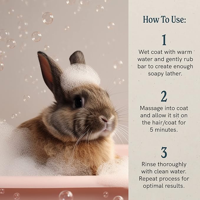 JR Liggett’s Natural Small Animal Shampoo Bar for Sensitive Skin - 100% Detergent Free, Non-GMO & Biodegradable - Tear-Free, Hypoallergenic Formula Soothes Dry Itchy Skin - 3.5 oz Bar