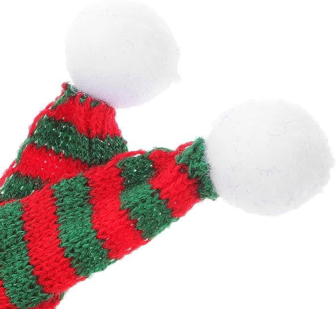 Party Pet Headdress Set 2pcs Red Hat with Red-Green Knitted Scarf 30cm Xmas Pet Supplies Dog Hat and Scarf Christmas Decoration for Dogs and Cats