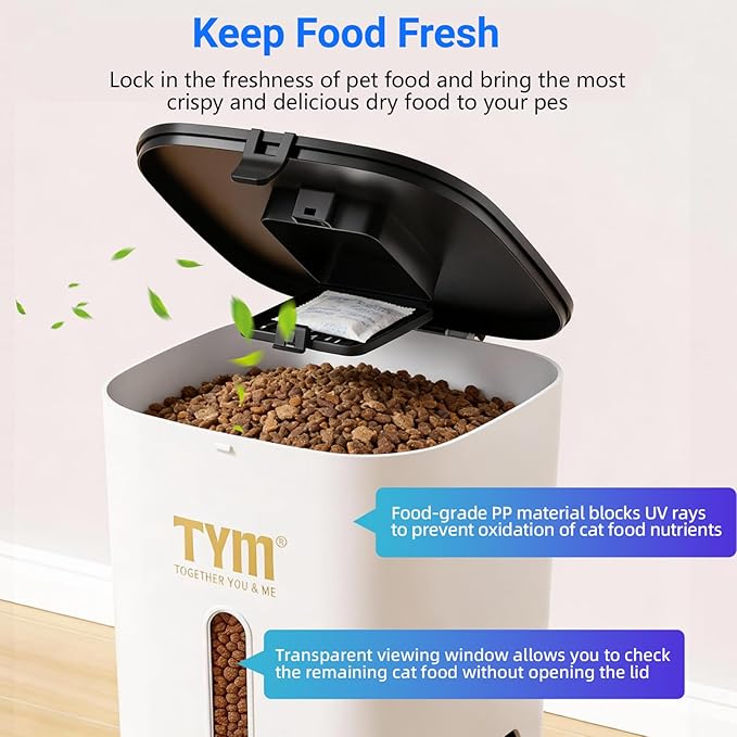 TYM Dual Automatic Cat Feeder for 2 Cats, 7L WiFi Cat Food Dispenser with Smart App Control, Programmable Feeding Schedule for Multiple Pets, Stainless Steel Double Bowls, Detachable for Easy Clean